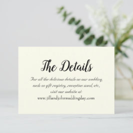 Tarjeta De Recepción Detalles de Boda de Estilo Simple Color Marfil