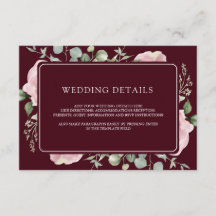 Detalles de boda de eucalipto floral rosa burgundy