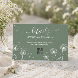 Tarjeta De Recepción Detalles de Boda de Flor de Pradera Simple Verde