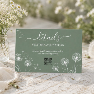 Tarjeta De Recepción Detalles de Boda de Flor de Pradera Simple Verde
