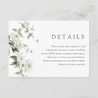 Tarjeta De Recepción Detalles de Boda de Flor Silvestre Botánica Elegan