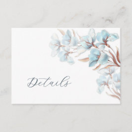 Tarjeta De Recepción Detalles de Boda de Flores Aplastadas Azules