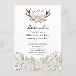 Tarjeta De Recepción Detalles de boda de flores blancas elegantes de as