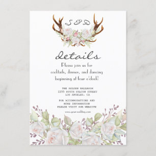 Tarjeta De Recepción Detalles de boda de flores blancas elegantes de as