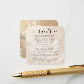 Tarjeta De Recepción Detalles de Boda de Flores Blancas Sepia Personali