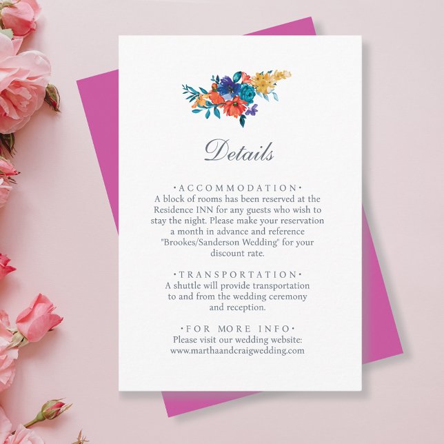 Tarjeta De Recepción Detalles de boda de flores de fiesta mexicana al a (Subido por el creador)