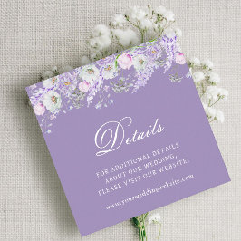 Tarjeta De Recepción Detalles de Boda de Flores de Lavanda Sitio Web