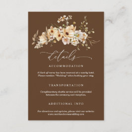Tarjeta De Recepción Detalles de Boda de Flores Silvestres Beige