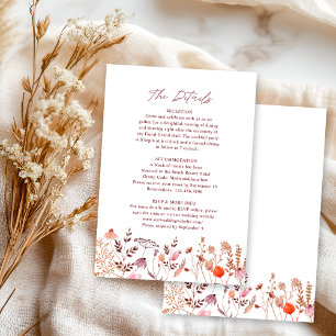 Tarjeta De Recepción Detalles de Boda de Flores Silvestres de Otoño con