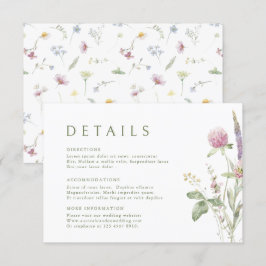 Tarjeta De Recepción Detalles de Boda de Flores Silvestres Pastel Suave