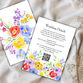 Tarjeta De Recepción Detalles de Boda de Flores Vibrantes de Acuarela d