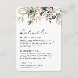 Tarjeta De Recepción Detalles de Boda de Floristería de Eucalipto Elega