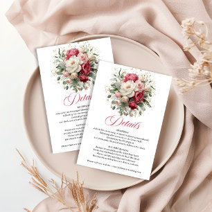 Tarjeta De Recepción Detalles de Boda de Floristería Romántica con Toqu