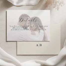 Tarjeta De Recepción Detalles de Boda de Foto de Marfil
