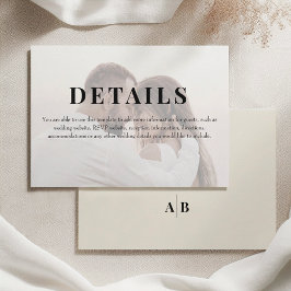 Tarjeta De Recepción Detalles de Boda de Foto Marfil Editorial
