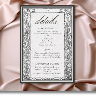 Tarjeta De Recepción Detalles de Boda de Frontera Gótica Medieval Vinta