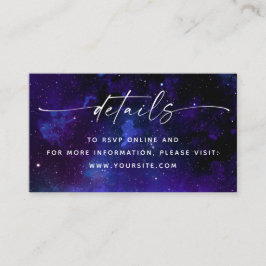 Tarjeta De Recepción Detalles de Boda de Galaxia Púrpura + Código QR. C