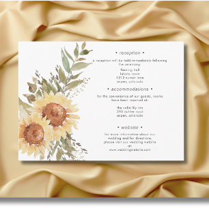 Tarjeta De Recepción Detalles de Boda de Girasoles Boho Grandes Rústico