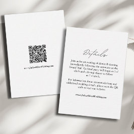 Tarjeta De Recepción Detalles de boda de guiones elegantes y limpios QR