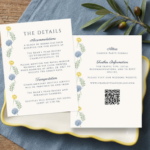 Tarjeta De Recepción Detalles de Boda de Hortensias en Jardín Campestre