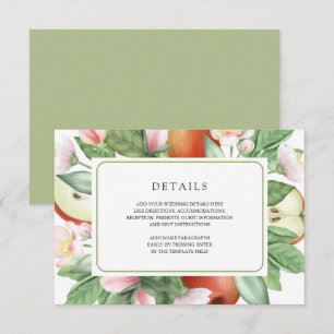 Tarjeta De Recepción Detalles de Boda de Huerta de Manzanas Rojas Flora