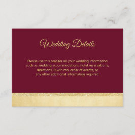 Tarjeta De Recepción Detalles de Boda de Inserciones de Otoño Borgoña D