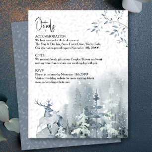 Tarjeta De Recepción Detalles de Boda de Invierno con Bosque de Nieve e