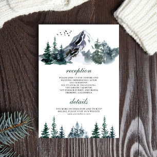 Tarjeta De Recepción Detalles de Boda de Invierno en Bosque Montañoso R