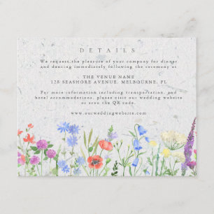 Tarjeta De Recepción Detalles de Boda de Jardín Boho con Flores Silvest