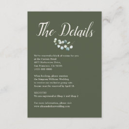 Tarjeta De Recepción Detalles de boda de jardín con eucalipto y salvia