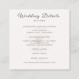 Tarjeta De Recepción Detalles de Boda de Jardín Floral Rosado Personali