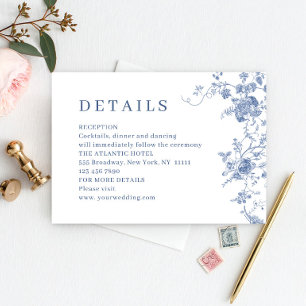 Tarjeta De Recepción Detalles de Boda de Jardín Francés Dusty Blue Vict