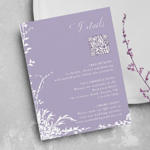 Tarjeta De Recepción Detalles de Boda de Lavanda en Jardin de Arco Botá