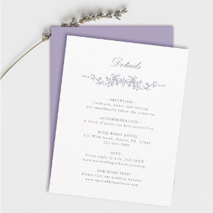 Tarjeta De Recepción Detalles de boda de lavanda victoriana francesa cl