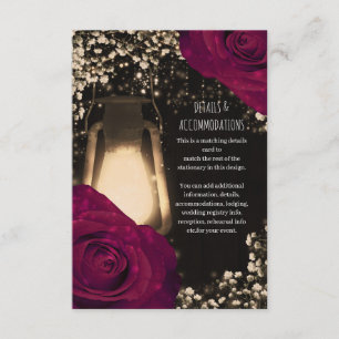 Tarjeta De Recepción Detalles de Boda de Linterna Resplandor Rústico Ro