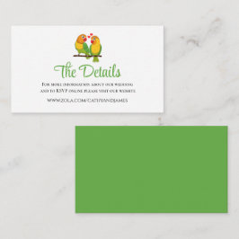 Tarjeta De Recepción Detalles de Boda de Lovebirds Lindos Pájaros del A