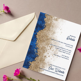Tarjeta De Recepción Detalles de Boda de Lujo Abstractos con Azul Real 