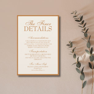 Tarjeta De Recepción Detalles de Boda de Lujo en Marfil y Cobre Old Mon