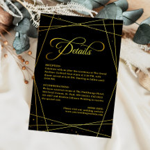 Detalles de Boda de Lujo Geométrico Negro y Dorado
