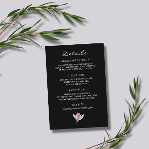 Tarjeta De Recepción Detalles de Boda de Magnolia Morada sobre Floral N