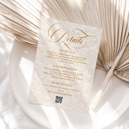 Tarjeta De Recepción Detalles de boda de marfil floral elegante simple