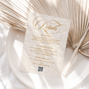Tarjeta De Recepción Detalles de boda de marfil floral elegante simple