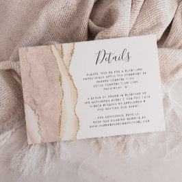 Tarjeta De Recepción Detalles de Boda de Marfil Moderno Dorado Ágata