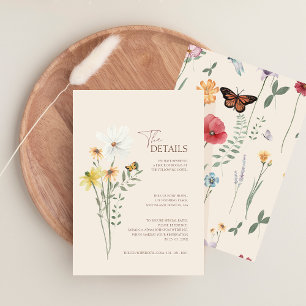 Tarjeta De Recepción Detalles de Boda de Mariposa de Flor Silvestre Cap