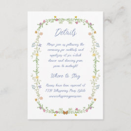 Tarjeta De Recepción Detalles de Boda de Mariposa de Flor Silvestre de