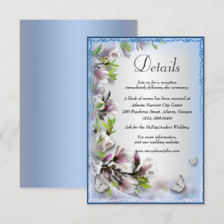 Tarjeta De Recepción Detalles de Boda de Mariposa Floral Púrpura Elegan