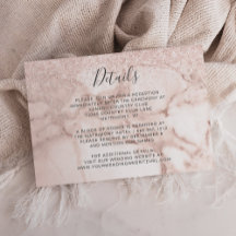 Detalles de boda de mármol con brillo de oro rosa 