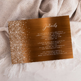 Tarjeta De Recepción Detalles de boda de metal cepillado de cobre