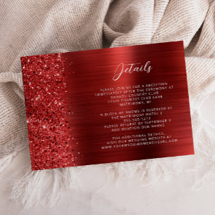 Tarjeta De Recepción Detalles de boda de metal cepillado rojo