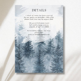 Tarjeta De Recepción Detalles de Boda de Montaña con Niebla Invernal en